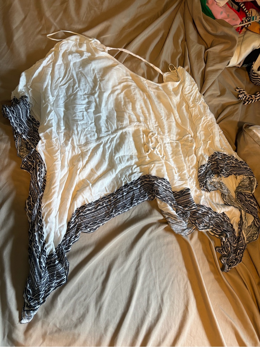 White Women's L Cover-Up with Black Trim